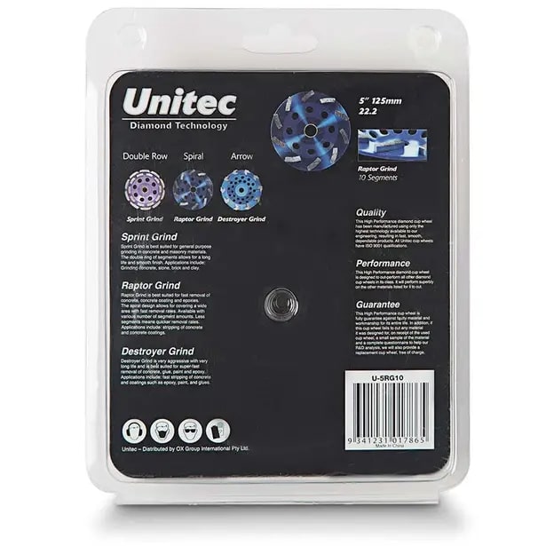 Unitec Diamond 125mm Raptor Grind Diamond Cup