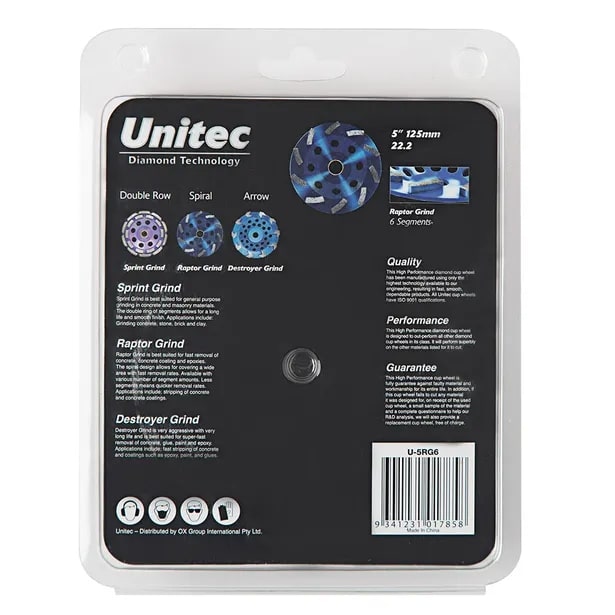 Unitec Diamond 125mm Raptor Grind Diamond Cup