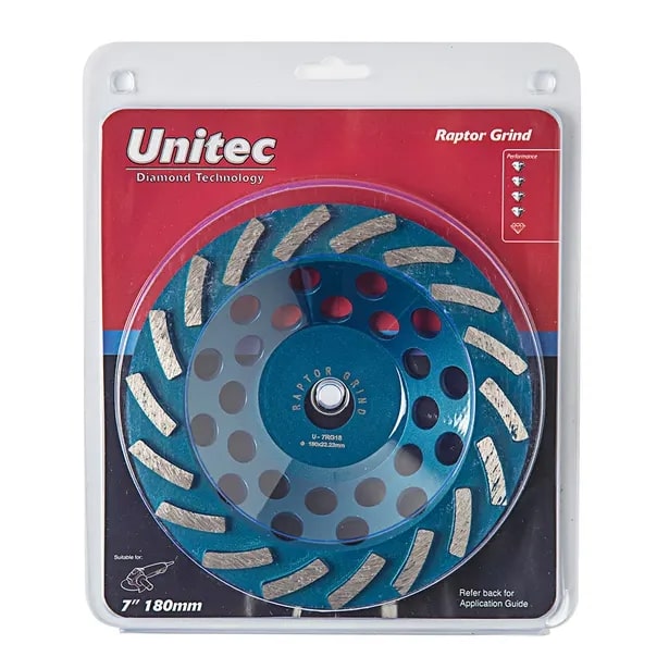 Unitec Diamond 180mm Raptor Grind Diamond Cup