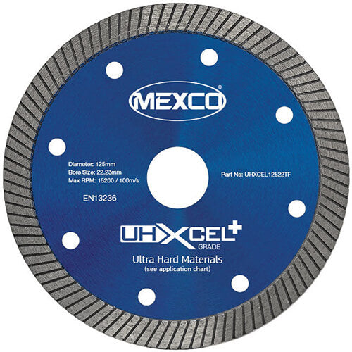 Mexco Ultra Hard Plus Diamond Blade 125 x 1.2 x 22.23mm - UHXCEL12522TF