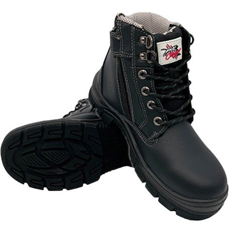 Maxisafe Cougar 6 Black Lace Up Side Zip Collar Boot Non Safety - WANG