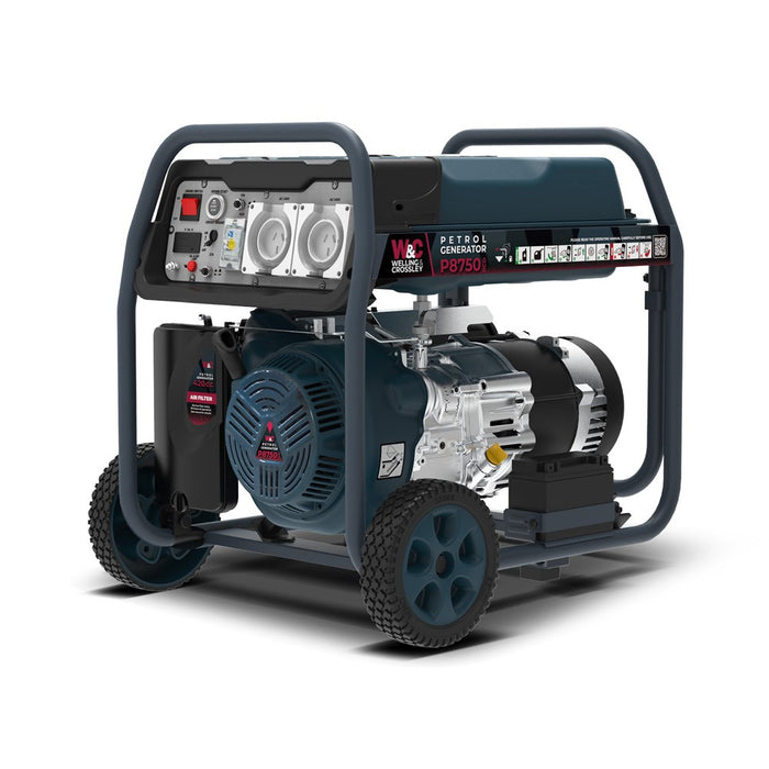 Welling & Crossley 8.75kVA (7,000W) Open Frame AVR Petrol Generator with E-Start and RCD - WC-P8750RCD