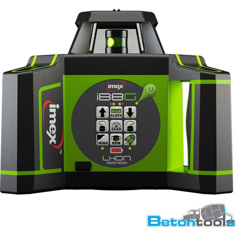 Imex i88G Green Beam Rotating Laser - LRX10 Receiver  012-I88G - Betontools Australia