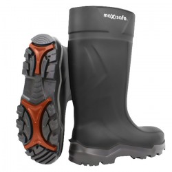 Maxisafe MaxiLite ‘Thunder’ Black Steel Toe Polyurethane Gumboot FWS804-6