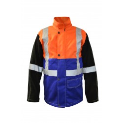 Maxisafe Arcguard FR HI-VIS Pyrovatex Welding Jacket-with Large Harness Flap WHJ932-L