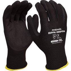 Maxisafe 'RippaGrippa' Black Nitrile Green Medium Polyester Glove GPN228-08