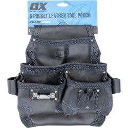 OX Trade Black Leather 6 Pocket Tool Pouch OX-T265602