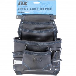 OX Trade Black Leather 10 Pocket Tool Pouch OX-T265603