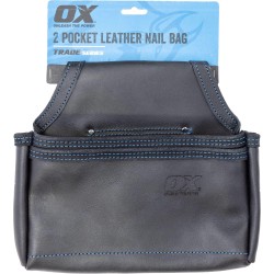 OX Trade Black Leather 2 Pocket Nail Bag OX-T265604