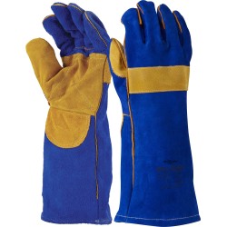 Maxisafe 40cm Blue Flame Welders Yellow Reinforced Palm Gloves GWY175