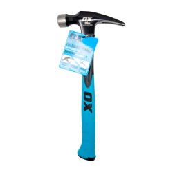 OX Tools Trade Fibreglass Handle 20oz, Straight Claw Hammer OX-T086020