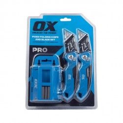 OX Tools Professional 2pc Fixed Folding Knife and Blade Set OX-P223201