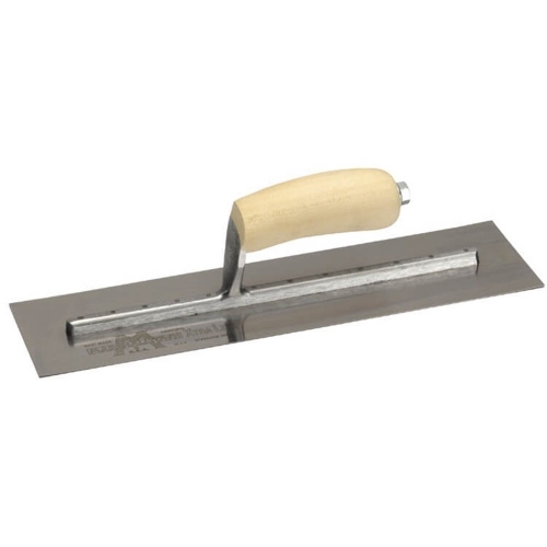 Marshalltown 356mm X 121mm Bright Stainless Steel Finishing Curved Timber Handle Trowel MTMXS73SSH - 11502